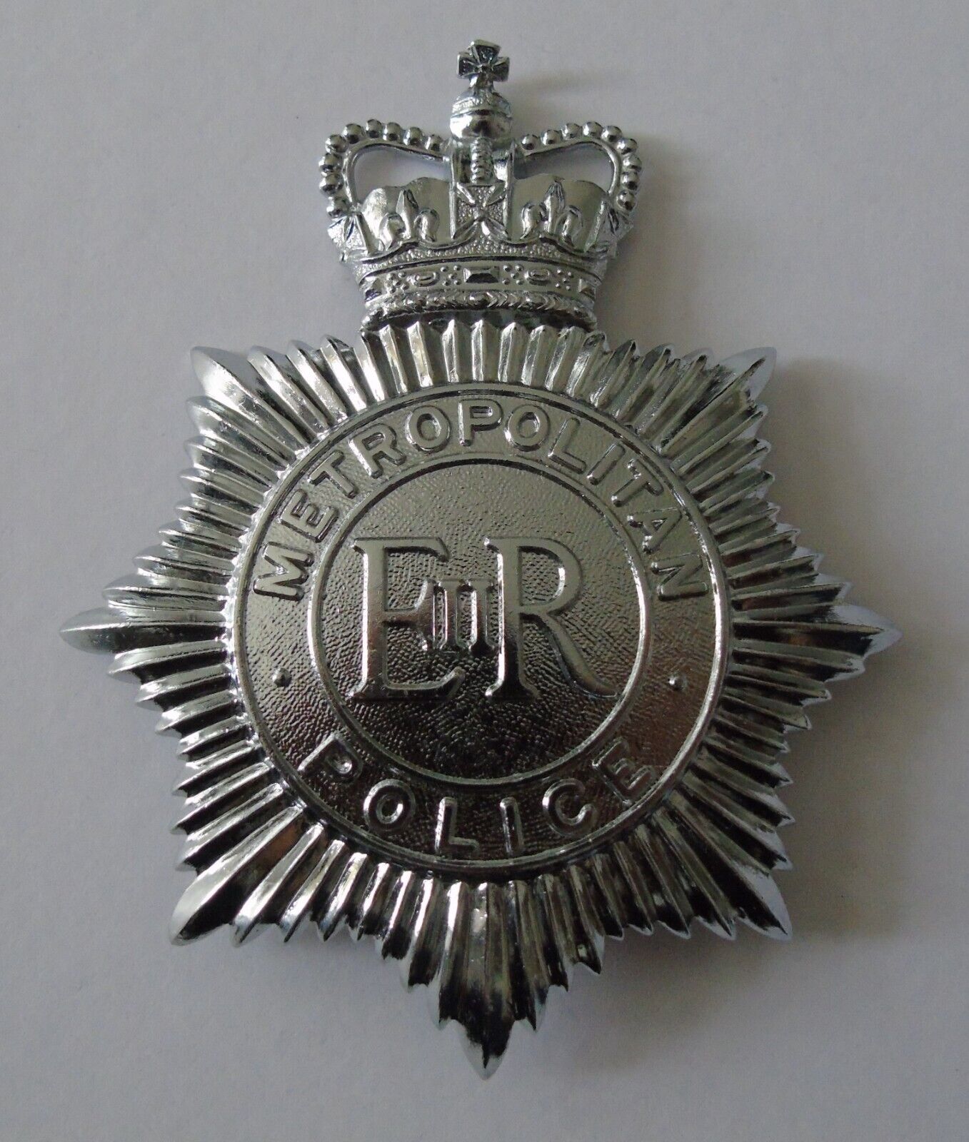 Obsolete Metropolitan Police Chrome Helmet Badge/Plate