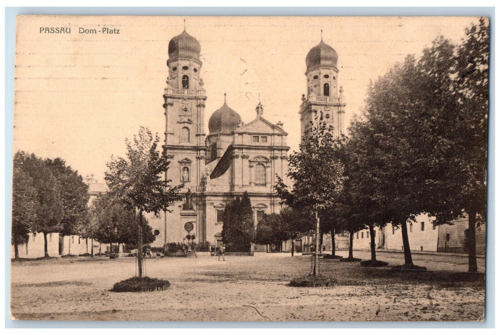 c1910 Front View of Entrance to Domplatz Passau Germany Antique Posted Postcard