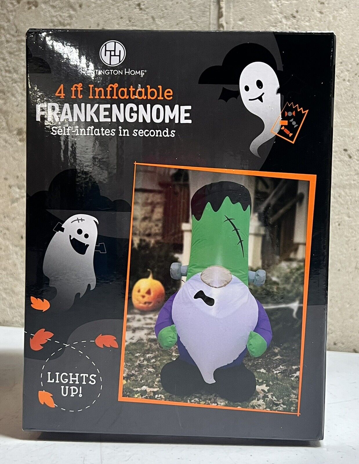 NEW Halloween 4 Ft Self Inflatable Light Up FrankenGnome Gnome Huntington Home