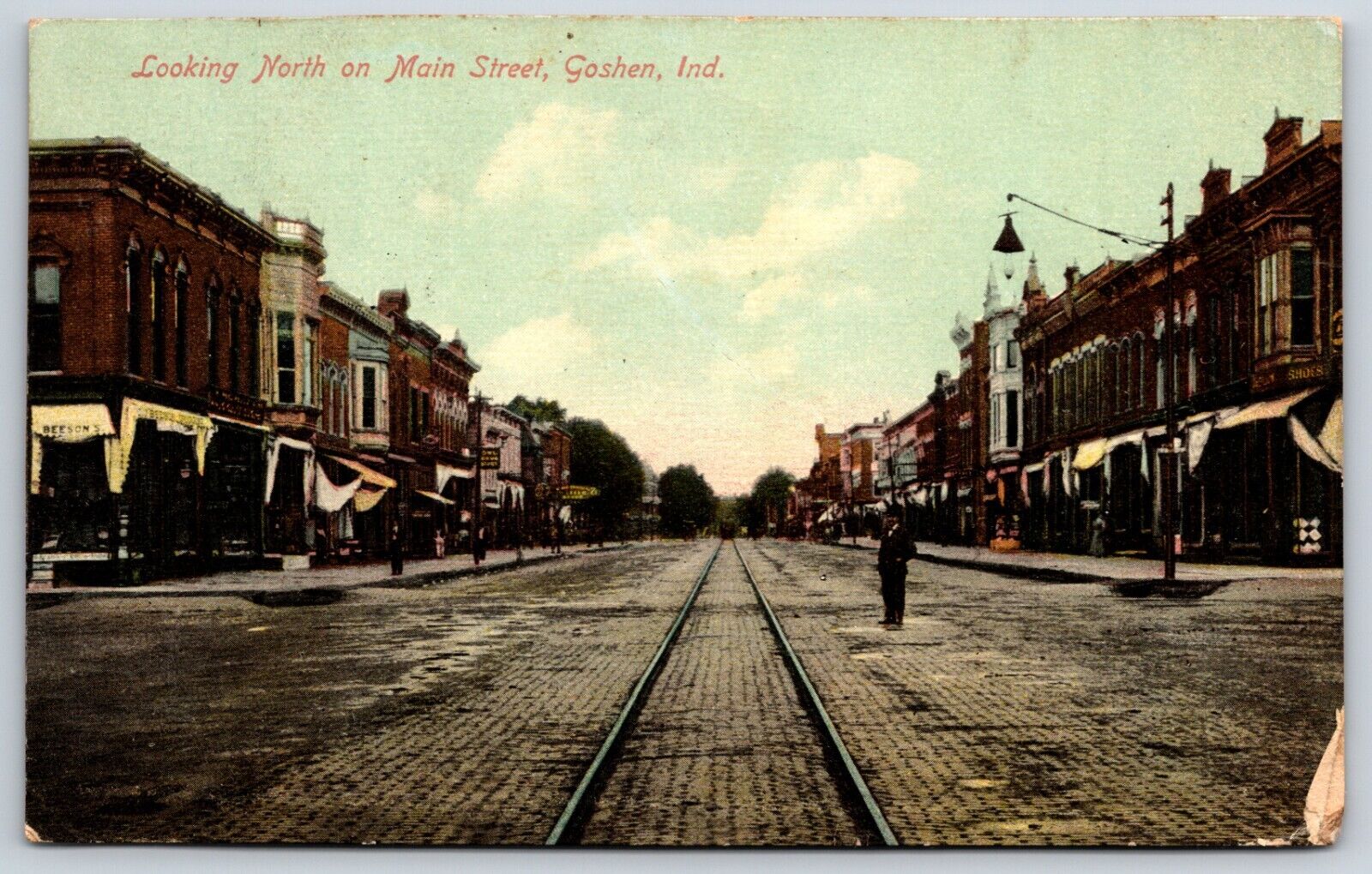 Postcard Looking North On Main Street Goshen Indiana Posted 1910