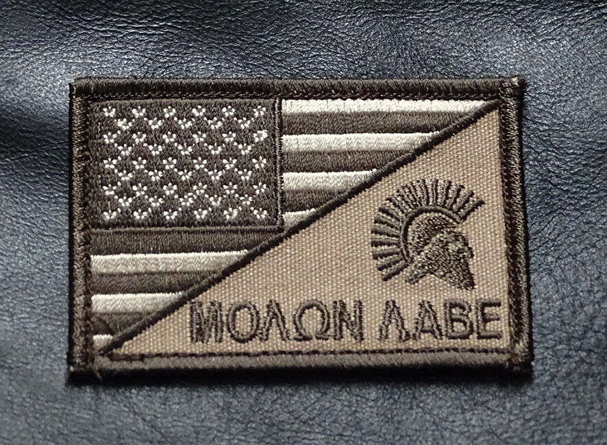MOLON LABE SPARTAN USA FLAG TACTICAL ACU COMBAT  HOOK LOOP PATCH 