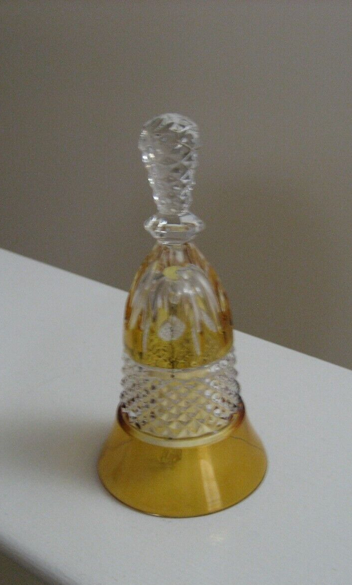 PRETTY AMBER/CRYSTAL BELL - 6 INCHES HIGH - GD USED COND