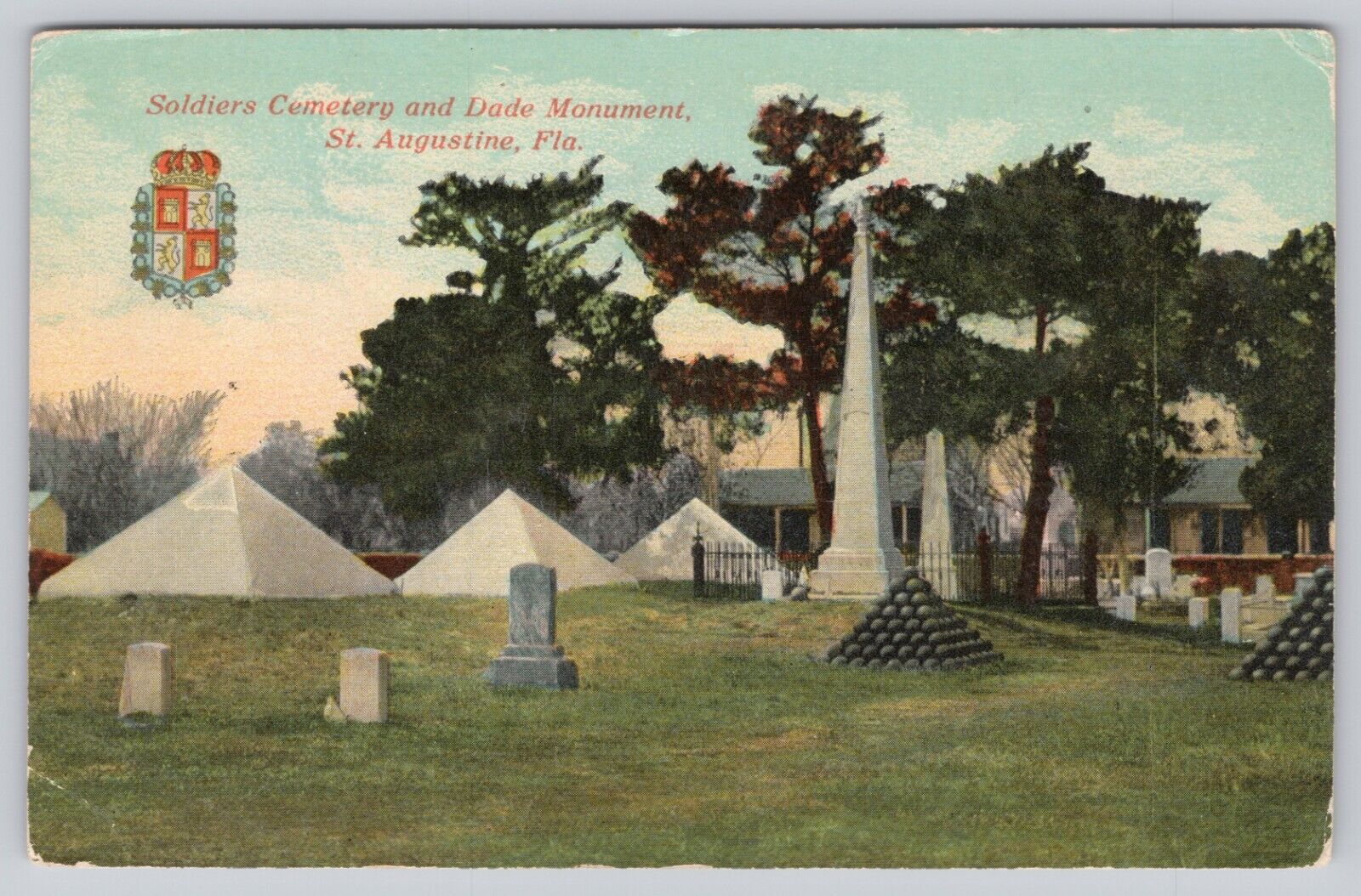 Soldier\'s Cemetery & Dade Monument St. Augustine, Fla. 1910 Vintage Postcard
