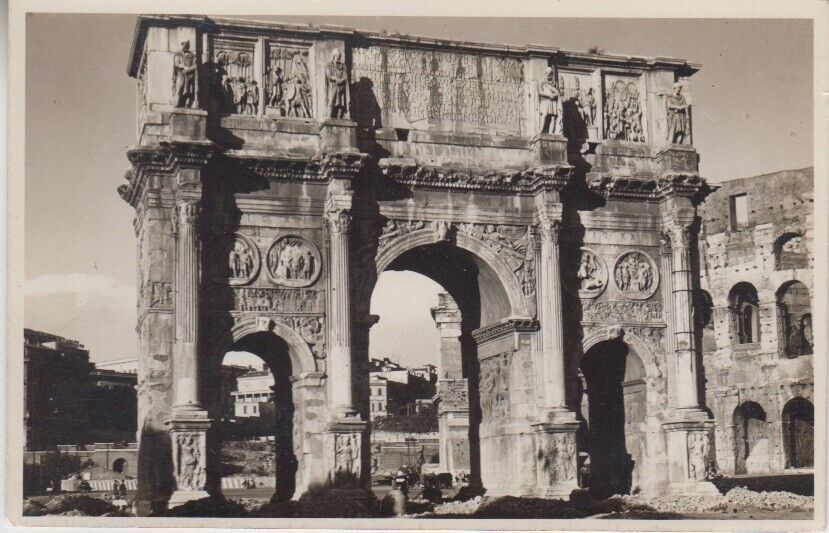 Italy. Rome. Arc of Constantine. 1960s . Ferrania. Vintage RPPC