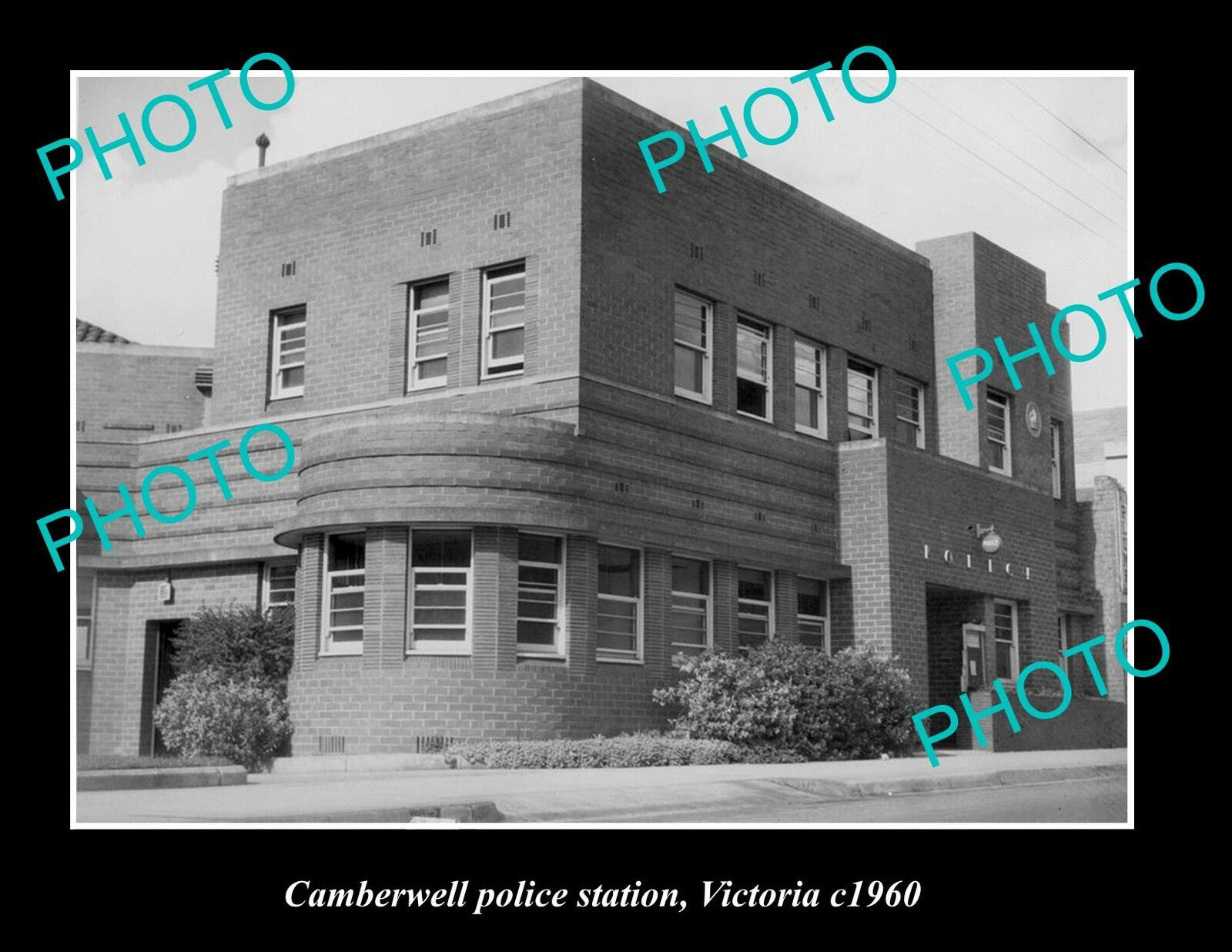 OLD LARGE HISTORIC PHOTO OF THE CAMBERWELL POLICE STATION, VICTORIA c1960