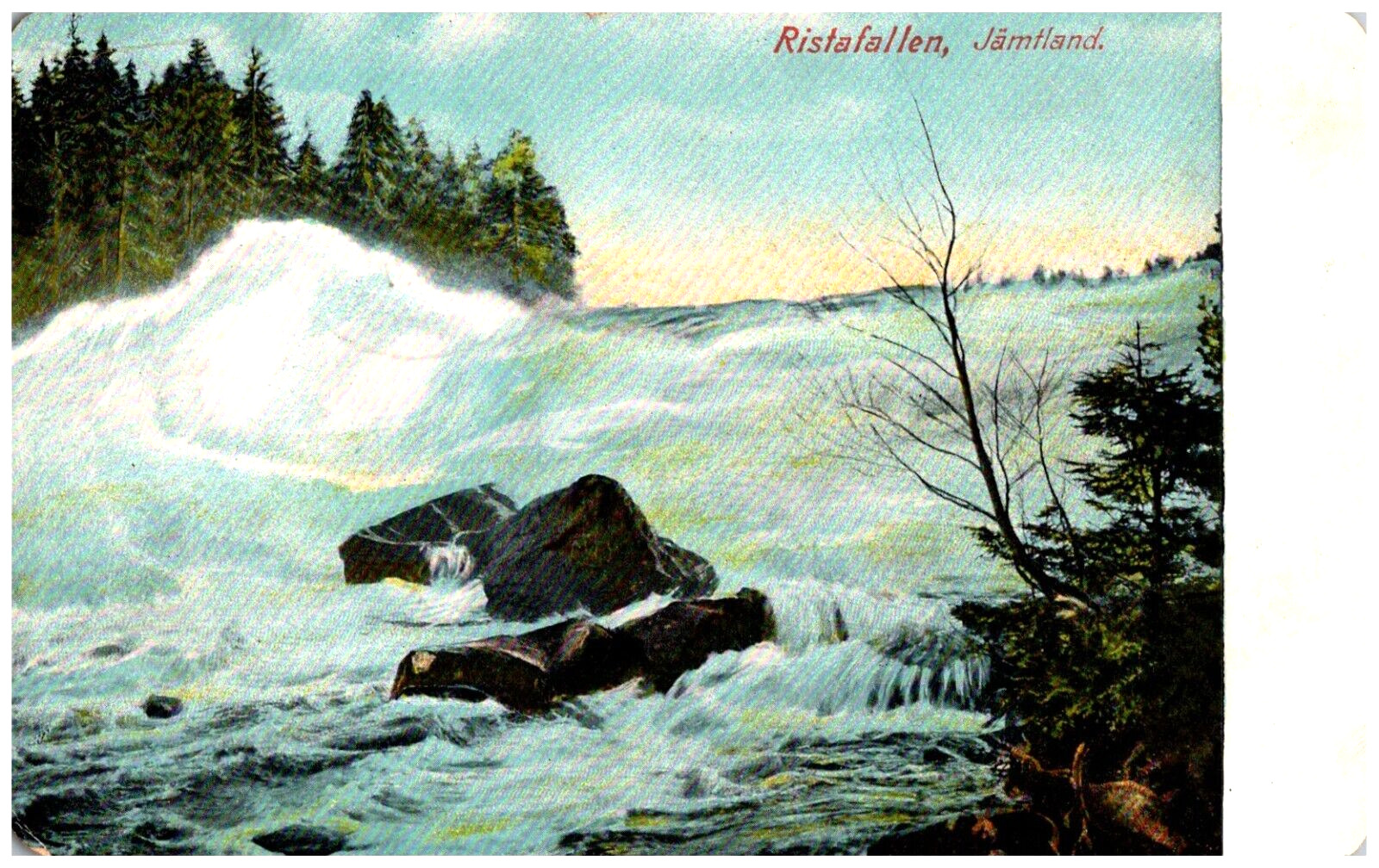 Ristafallen Waterfall Rapids Against the Rocks Jämtland Sweden 1912 Postcard
