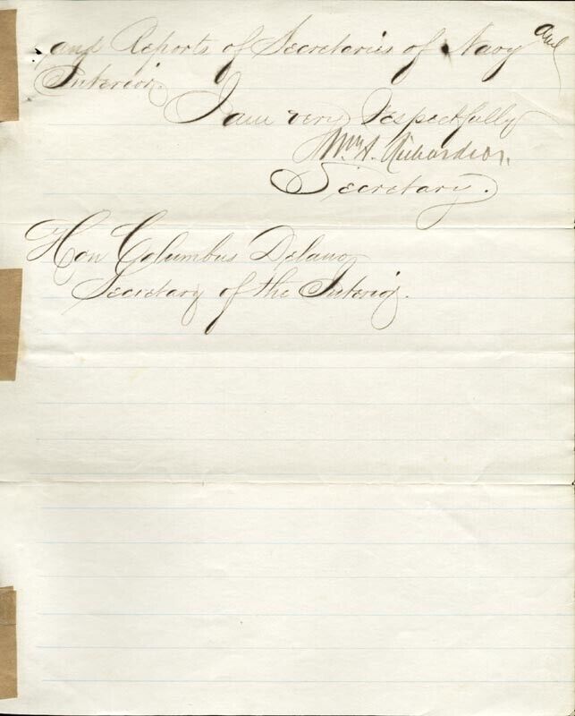 WILLIAM A. RICHARDSON - MANUSCRIPT LETTER SIGNED 11/14/1873