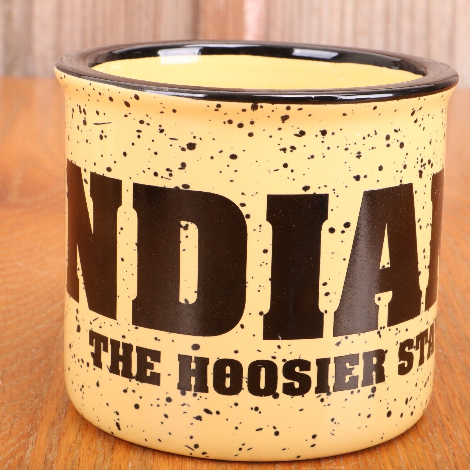 Indiana The Hoosier State Yellow Speckle Coffee Mug Tea Cup