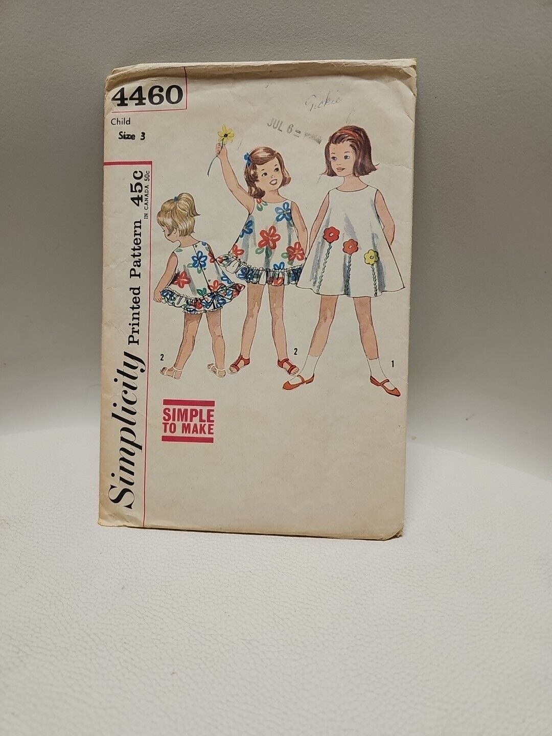 Vintage 1960s Simplicity 4460 Girls Summer Dress Panties Sz 6 Ruffle Bow Easy