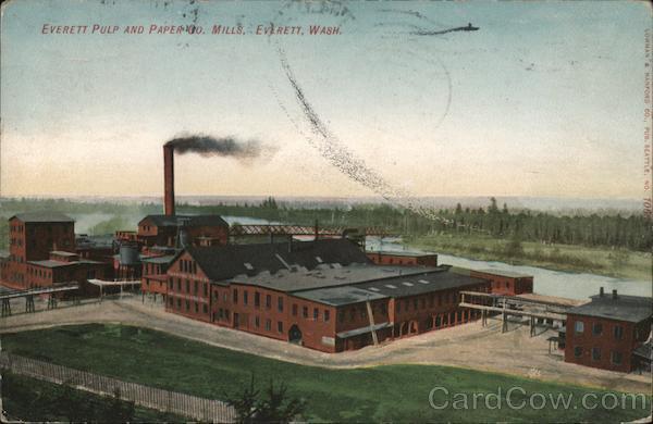1908 Everett Pulp and Paper Mills,WA Snohomish County Washington Postcard