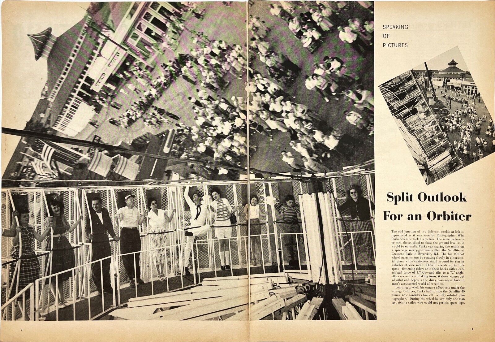 Crescent Park Riverside RI Amusement Park Carousel Satellite Vtg Print Ad 1958