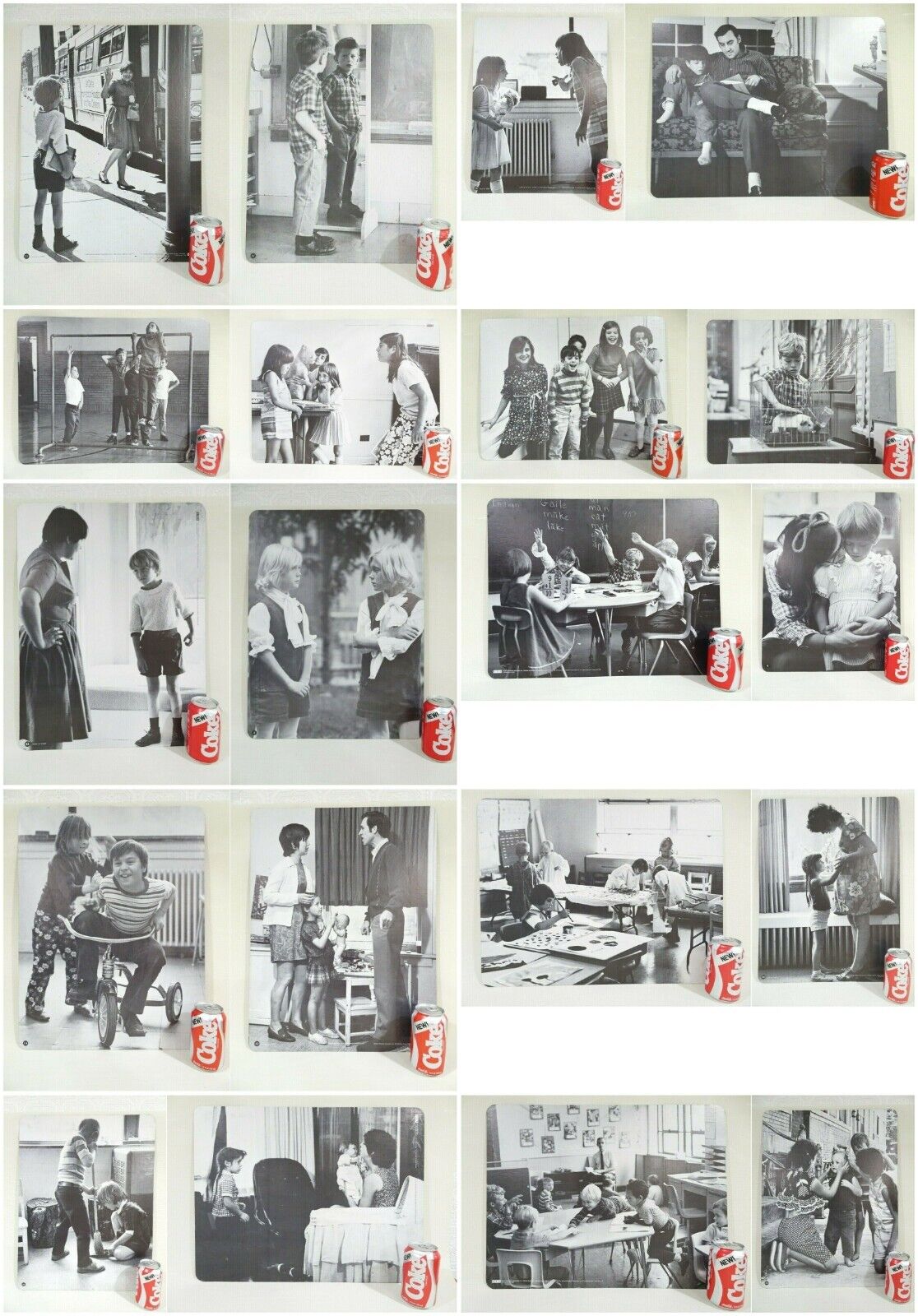 10 Vtg 70s SRA IBM Elementary School Chicago Large Flashcard Poster Photo Print