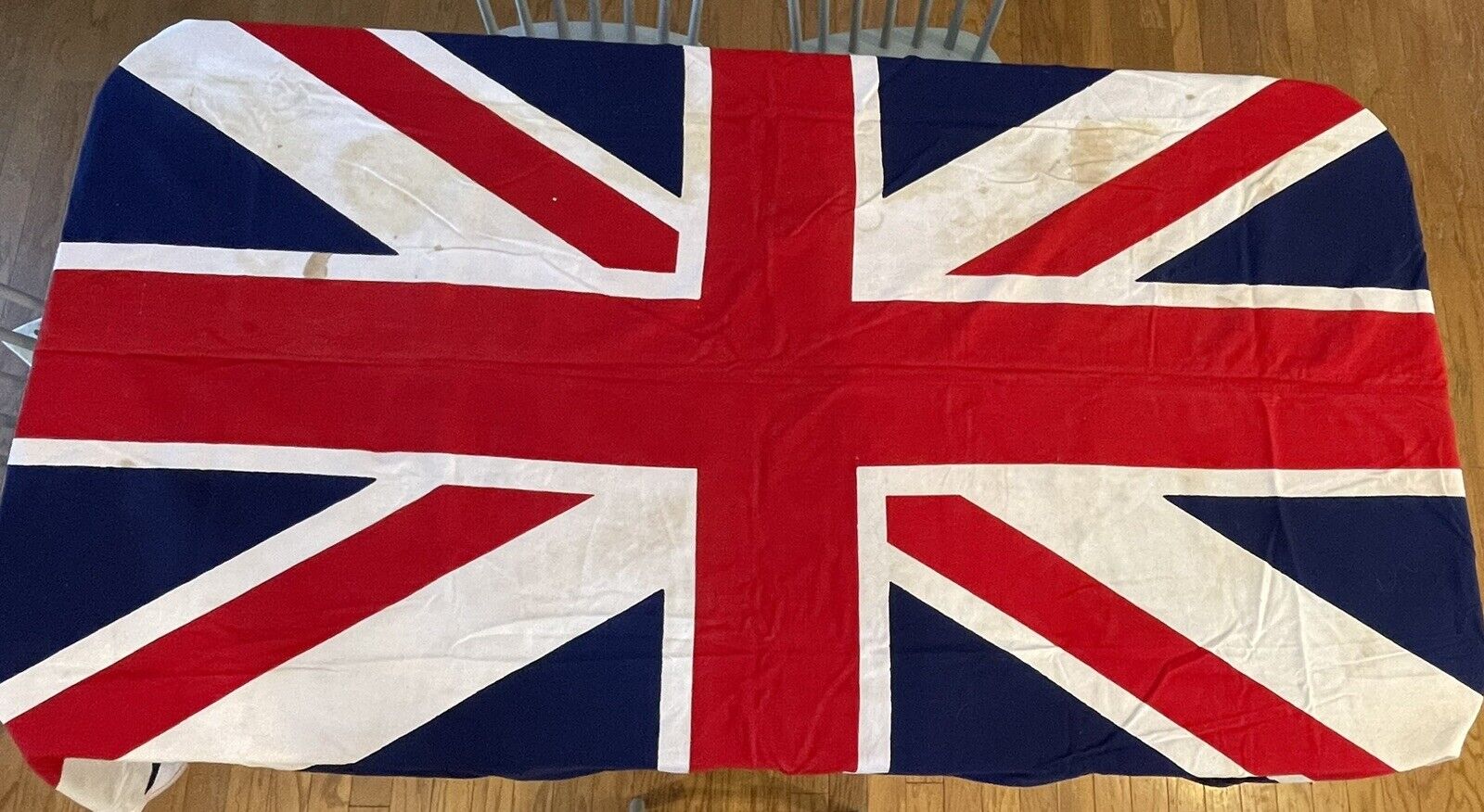 British Flag 5’ x 8’ Vintage Retro Five Feet by Eight Feet Large Discolored Nice