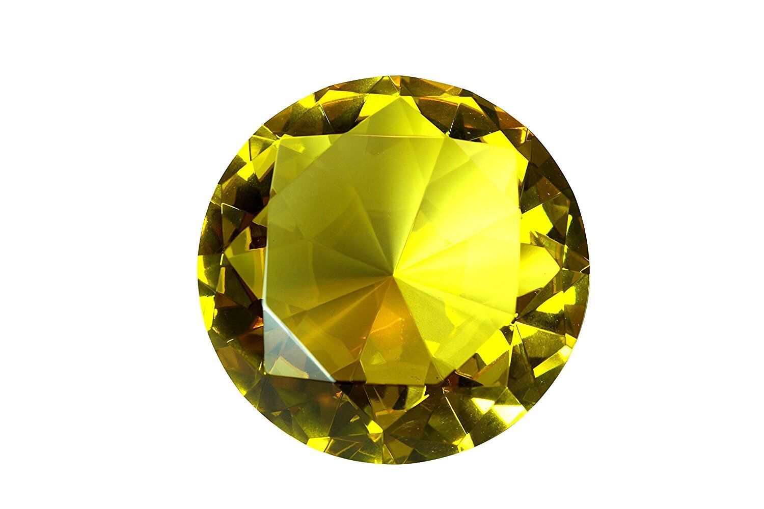 Tripact 100mm Yellow Crystal Diamond Jewel Paperweight 4 Inch