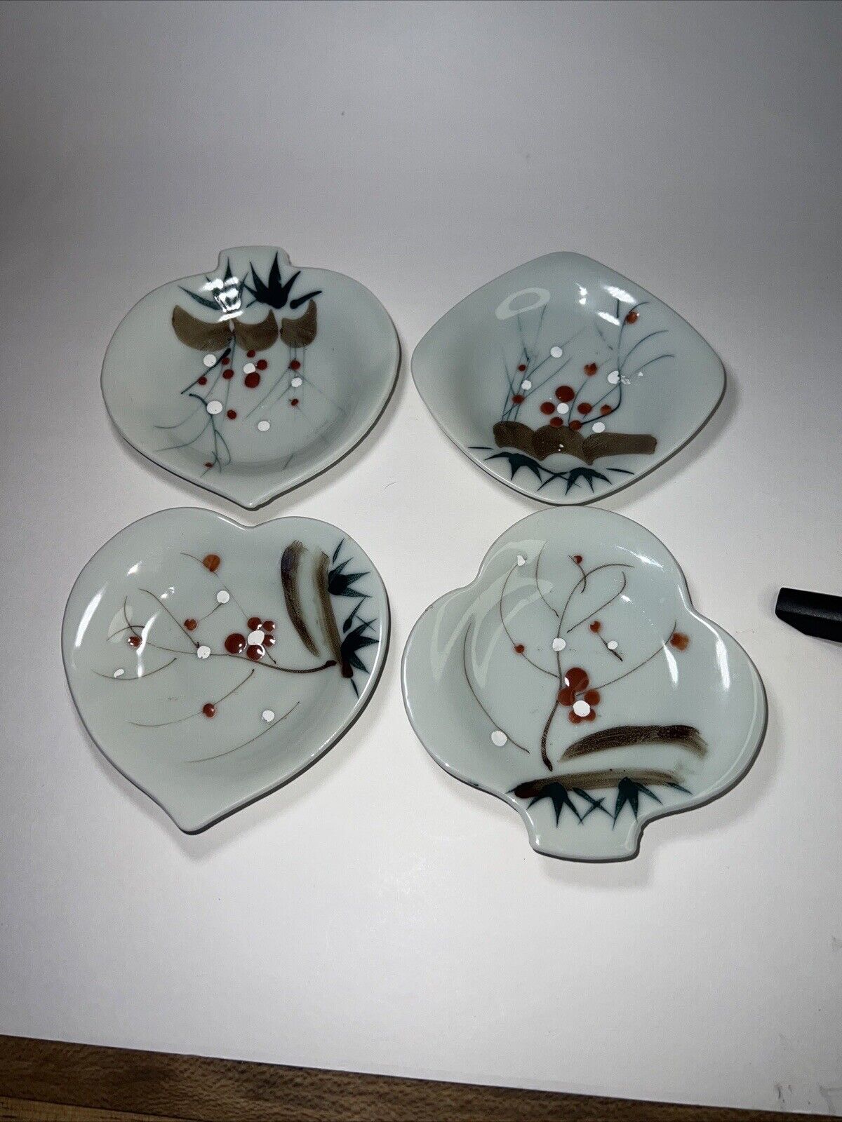 Vintage Japan Hand Painted Ceramic Card Suit Dishes Heart Spade Diamond Club