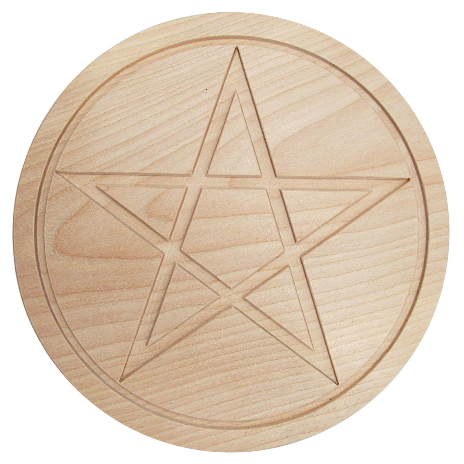 Birch Wood Pentacle Paten Plate Wicca Witchcraft Altar Ritual Tool - Unfinished