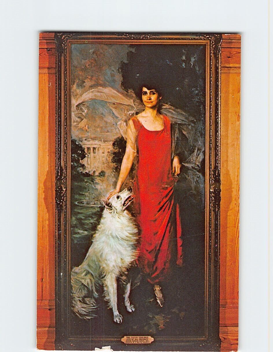 Postcard Mrs. Calvin Coolidge & Dog Mistress of the White House 1923-1929