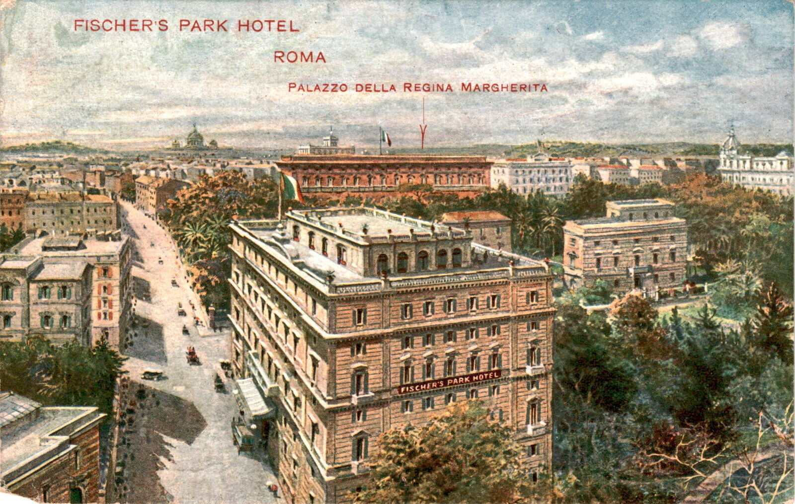 Fischer\'s Park Hotel, Roma, Palazzo della Regina Margherita, Italy, Postcard