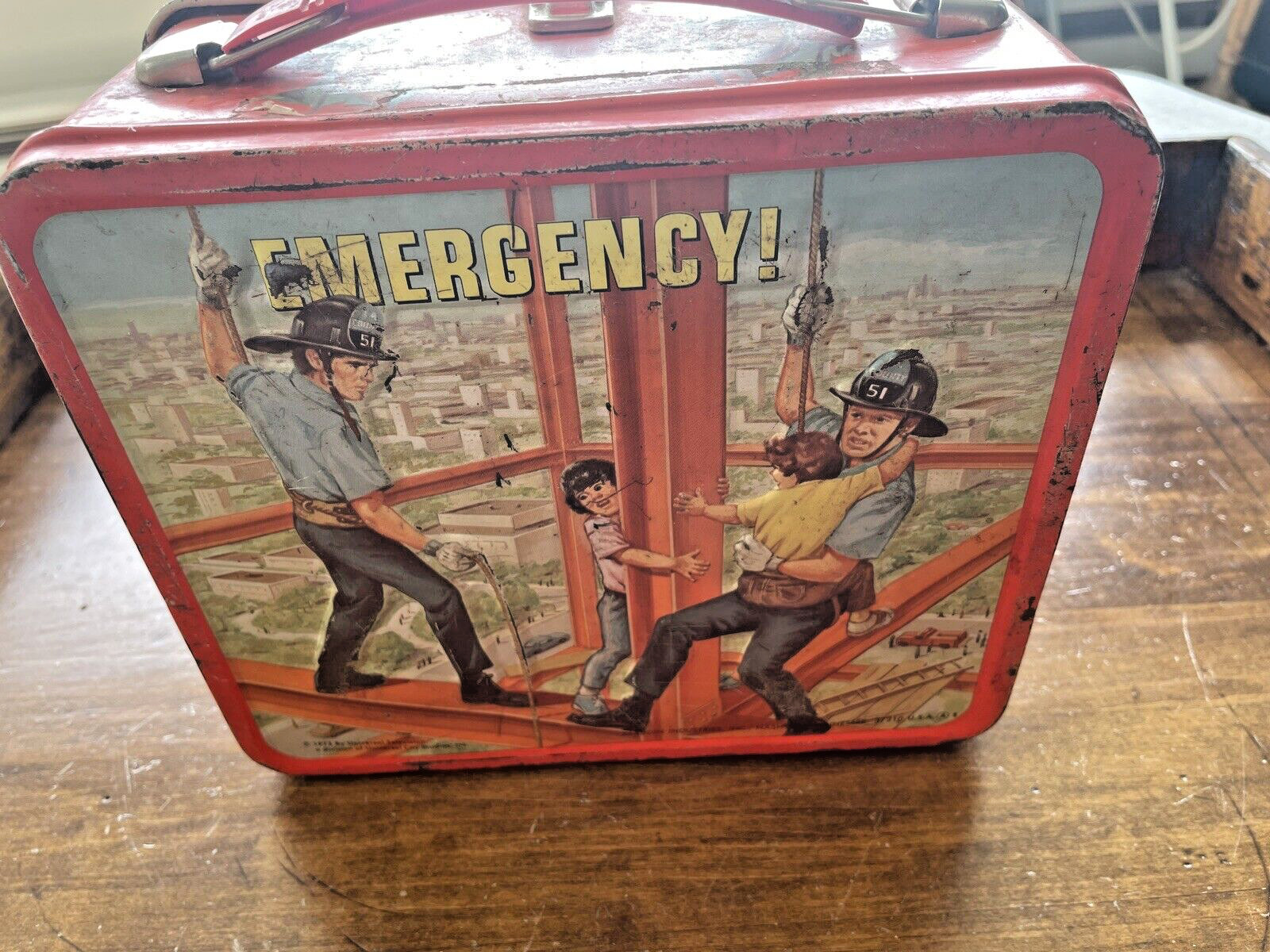 Vintage 1973 Emergency Squad 51 Aladdin metal lunch box with thermos--994.24