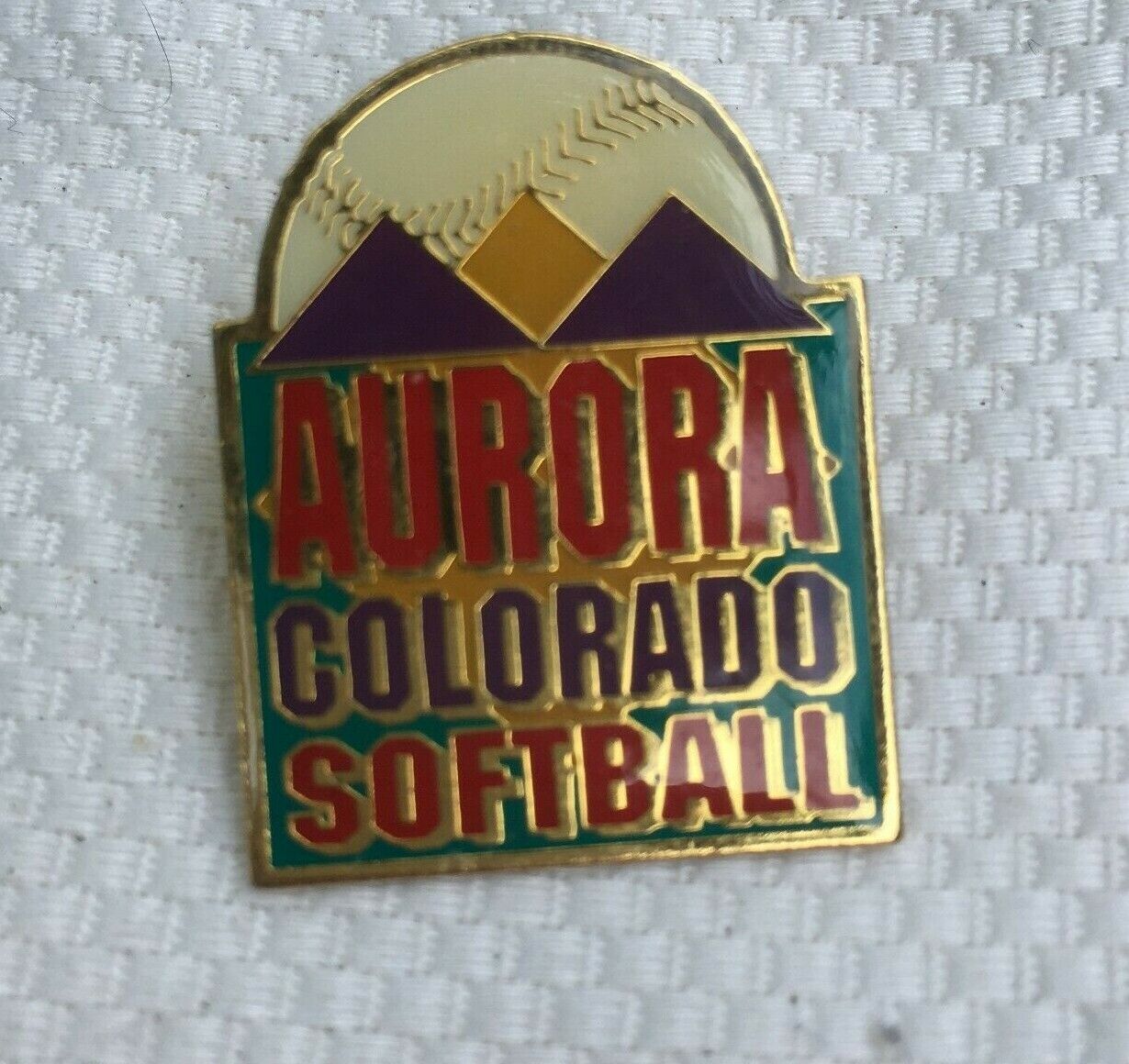ASA USA Pin Aurora Colorado Softball Gold Tone Enamel Collectible