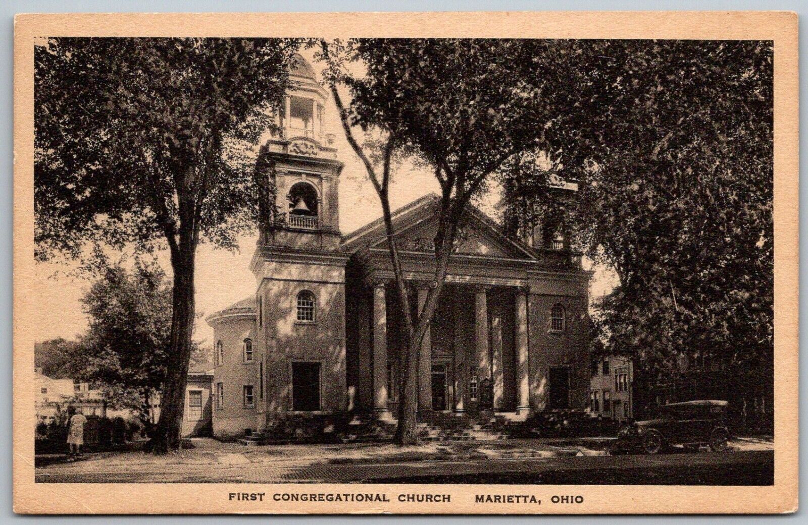 Marietta Ohio 1930s Albertype Postcard First Congregational Church