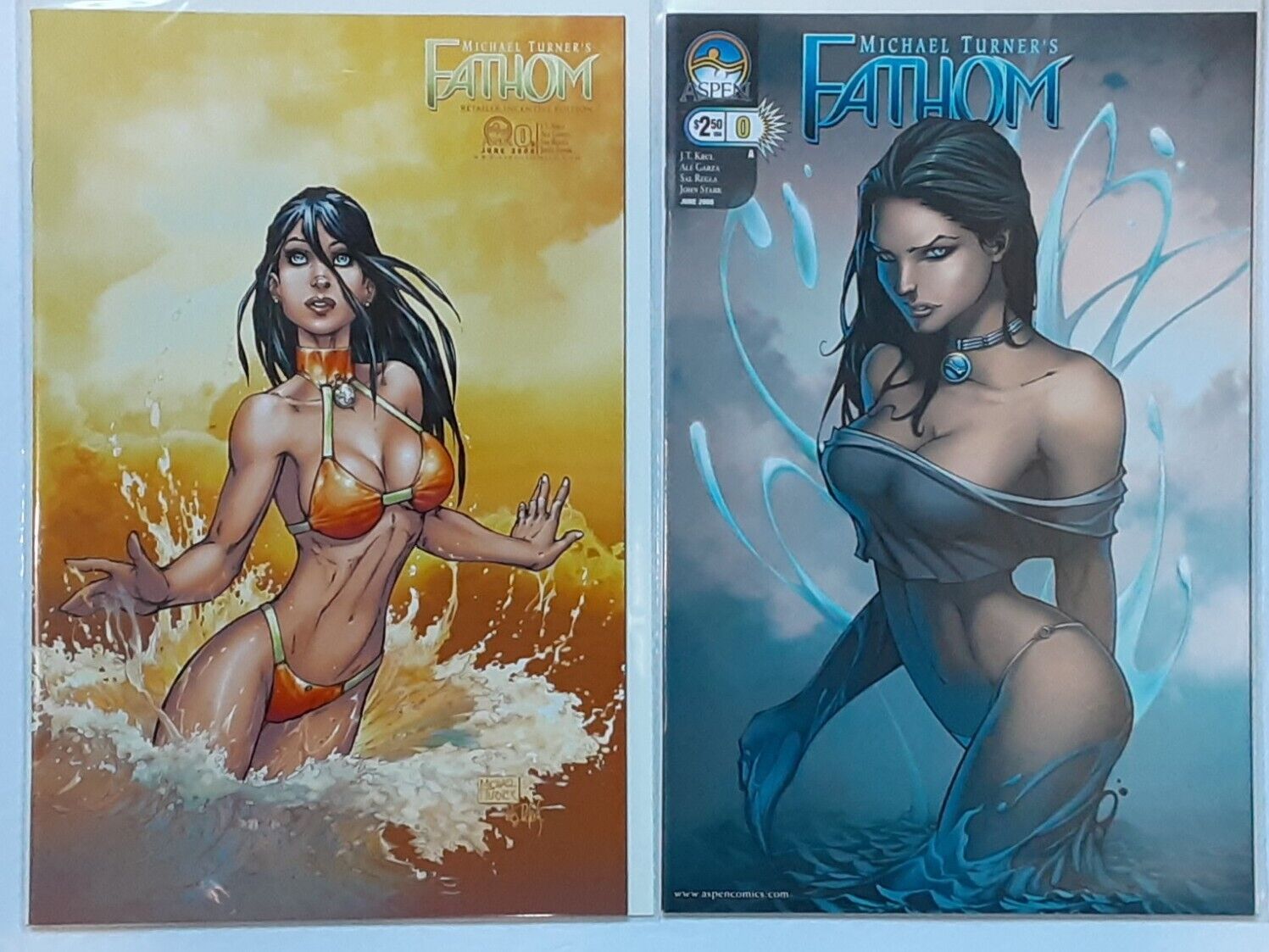 Fathom #0 Set of 2 Variant Cover A & B UNREAD Michael Turner 2008 Aspen Comics 