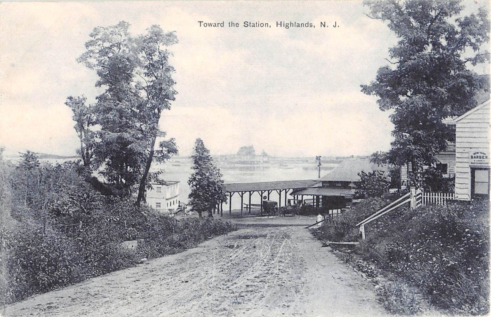 c.1910 Road to RR Station Highlands NJ post card