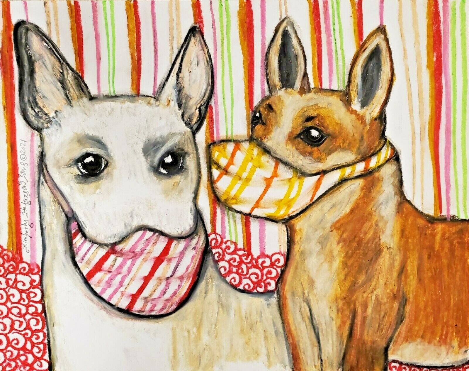 Quarantine Pop Art Print 5 x 7 CAROLINA DOG Collectible Signed by Artist KSams