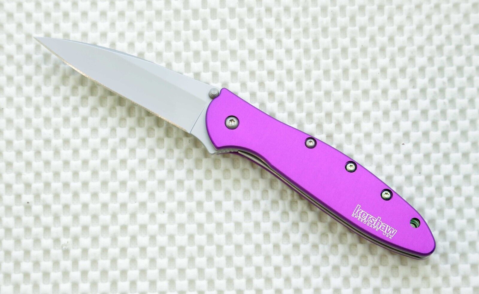 1660PUR Kershaw Leek Pocket Knife plain Blade assisted Purple scale NEW BLEM