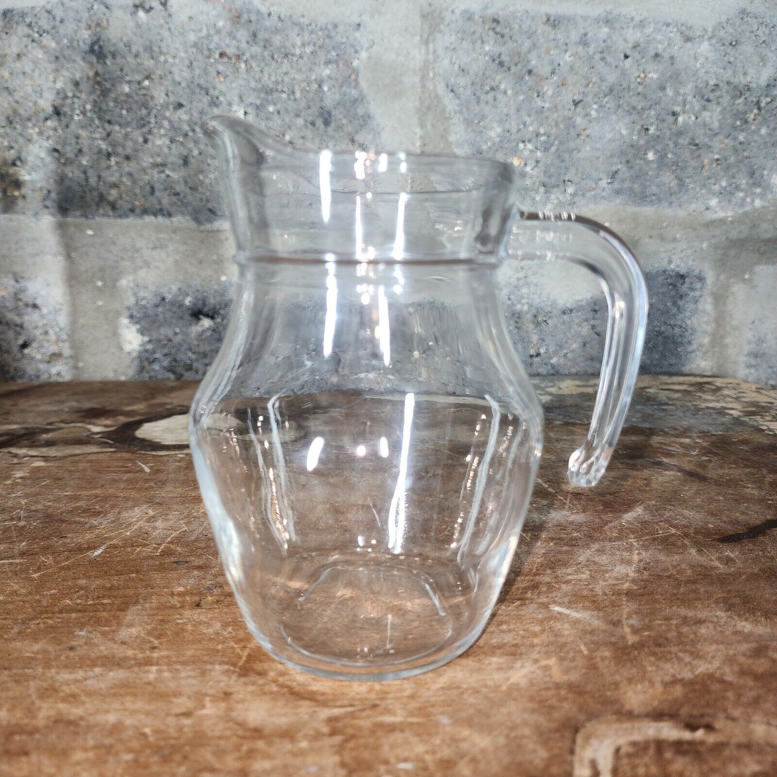 Vintage Arcoroc ARC France E7258 Small clear glass pitcher holds 16 ounces