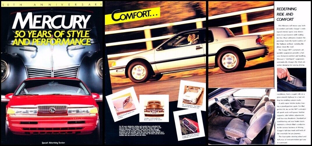 1989 Mercury Cougar 50th Anniversary 3-page Advertisement Print Art Car Ad K04