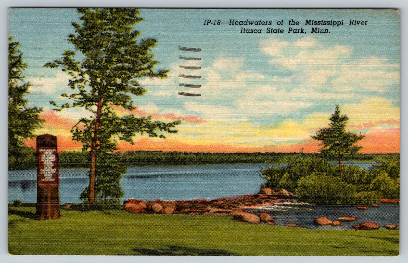 c1940s Linen Headwaters Mississippi River Itasca Minnesota Park Postcard