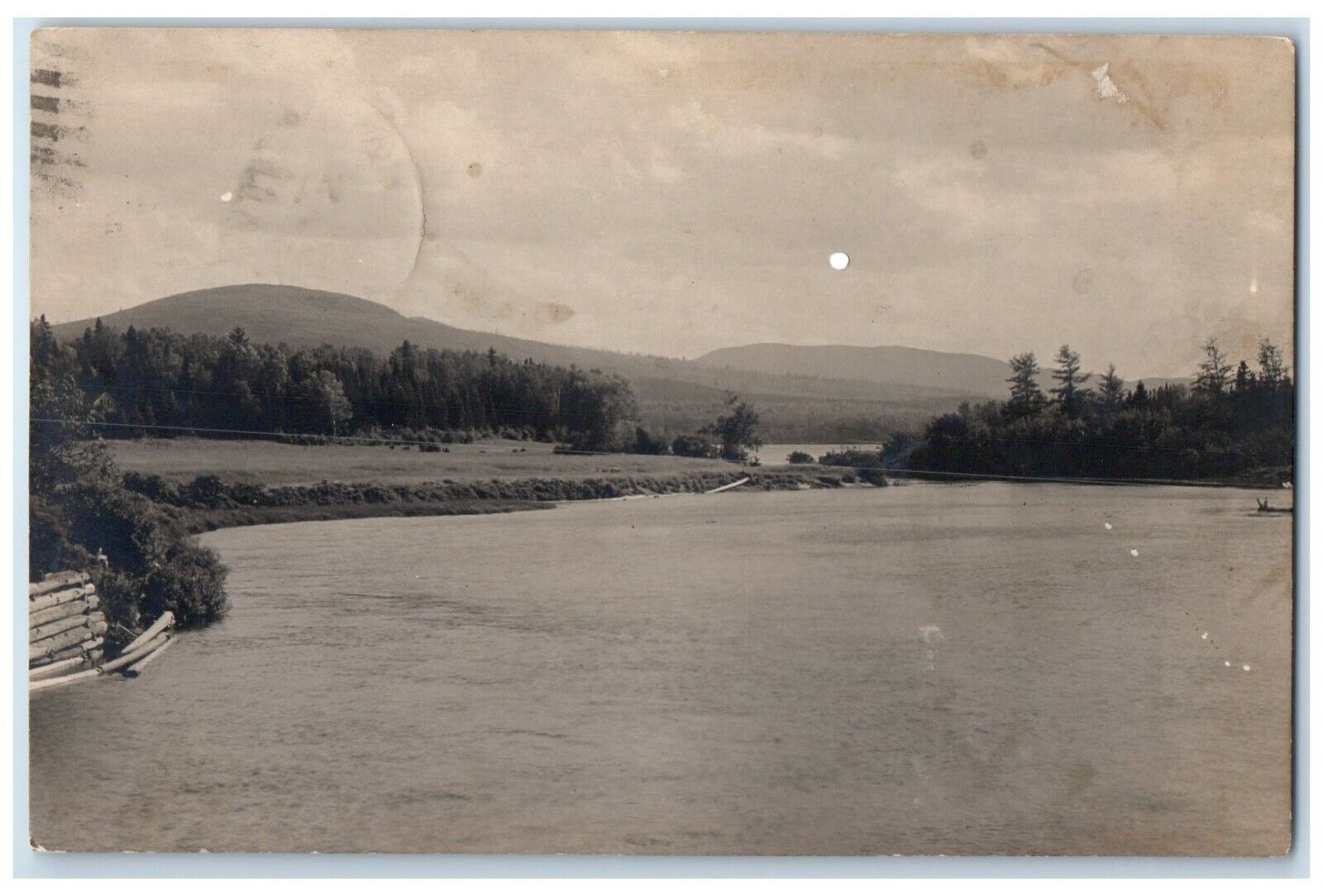 1925 View Of Moose River From The Bridge Jackman Maine ME RPPC Photo Postcard