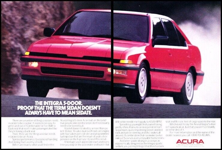 1989 Acura Integra Original 2-page Advertisement Print Art Car Ad J856
