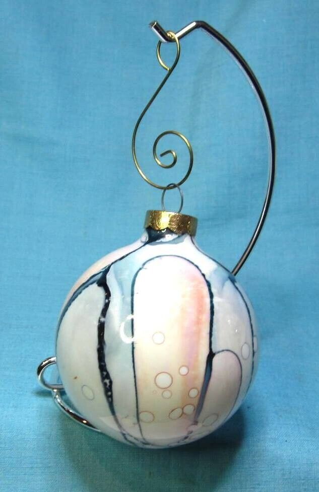 Vintage Christmas Ornament Marbled Painted Mercury Glass 2.5\