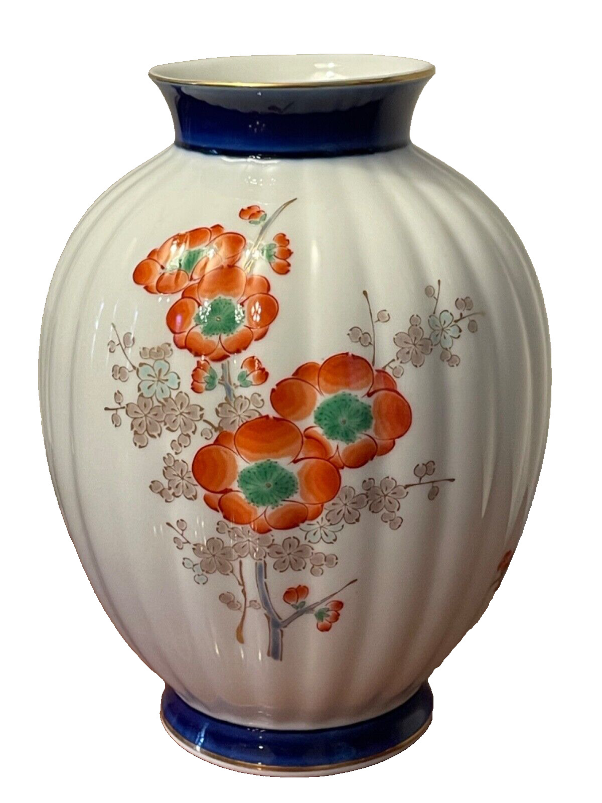 Fukagawa Seiji Arita Vase Porcelain Japan Cobalt Blue White 7.5\