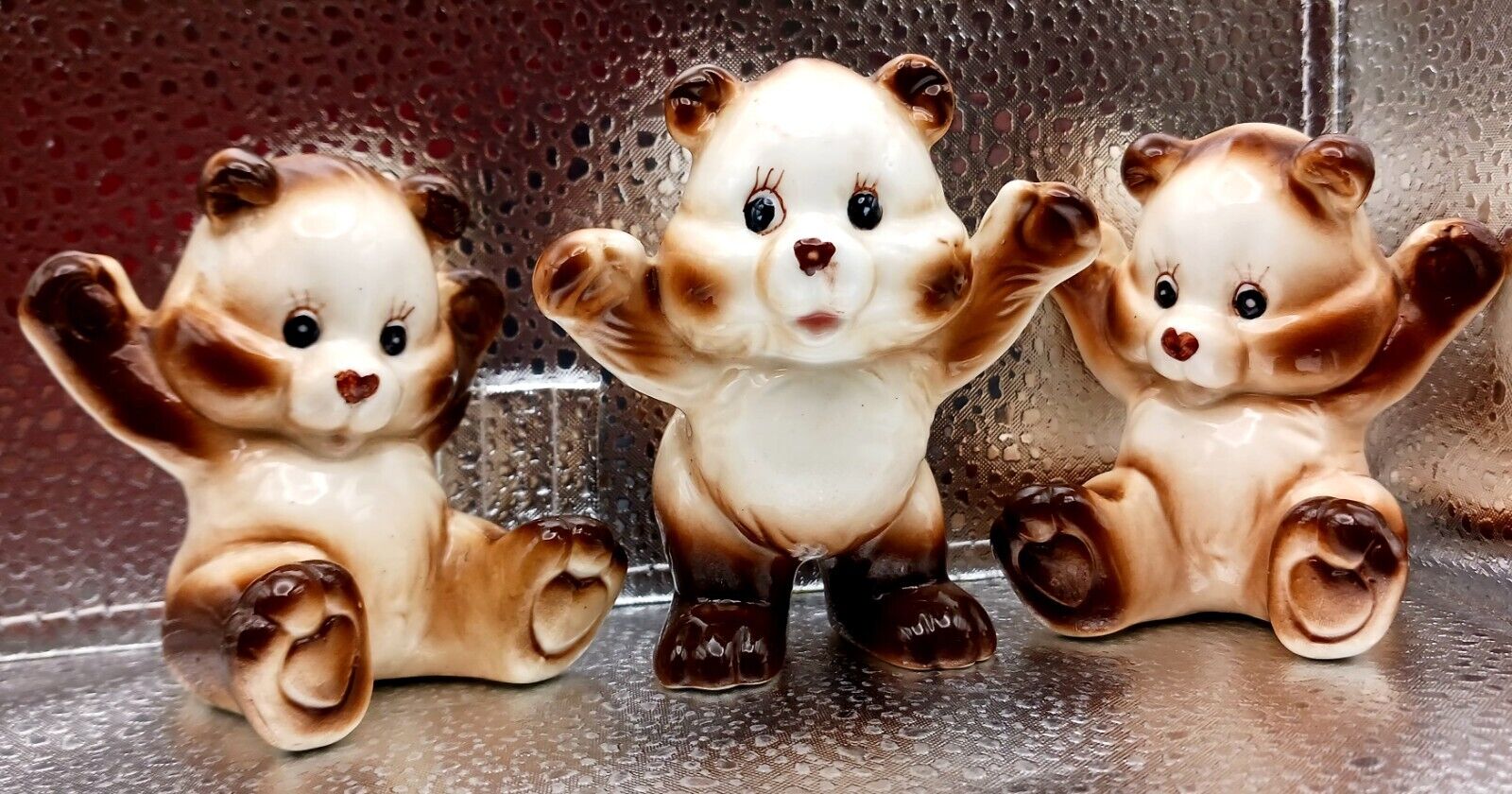 Set of 3 Vintage Brinn\'s Bone China Anthropomorphic Bear Figurines Taiwan