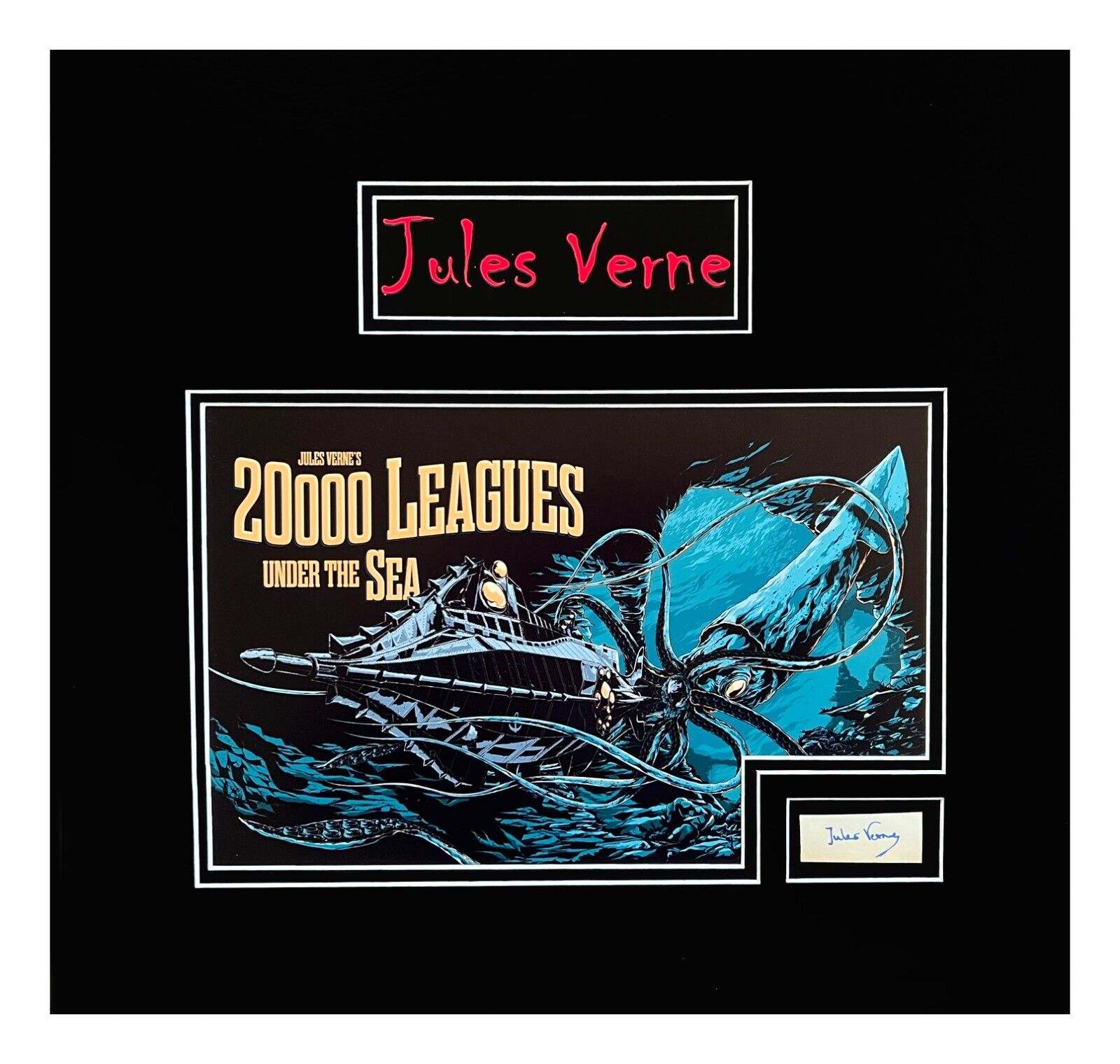 Jules Verne Original Autograph Cut-Museum Framed Ready to Display
