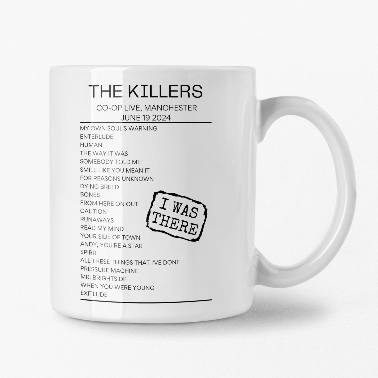 The Killers Manchester June 19 2024 Setlist Mug