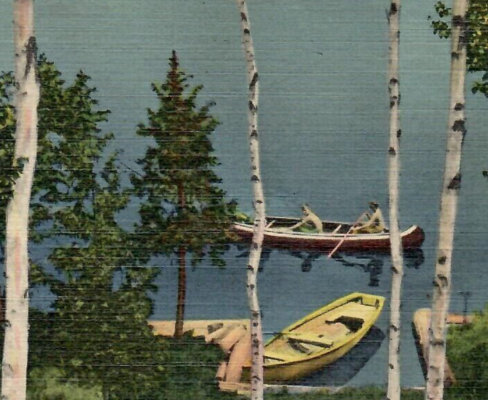 Vintage Linen Postcard Greeting From Lake Owassa Boats People New Jersey NJ