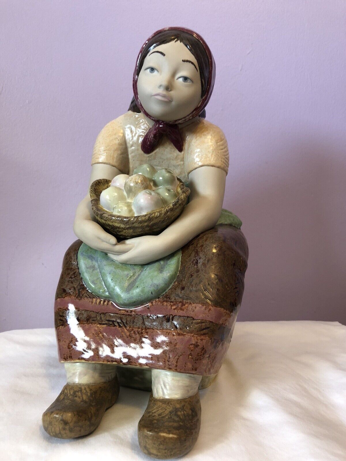 Zaphir Lladro RARE Gres #106 Peasant with Apples 12\
