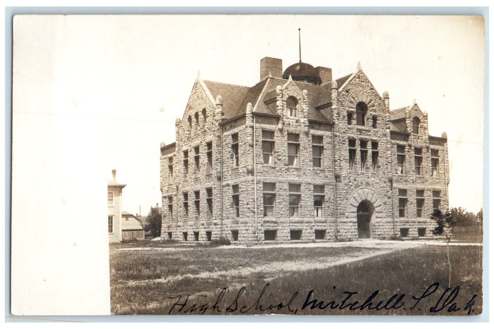 c1905 High School Building Mitchell South Dakota SD RPPC Photo Antique Postcard