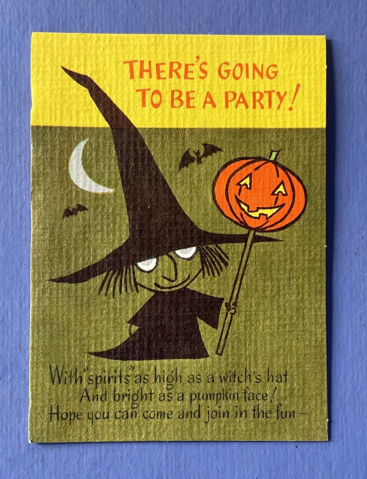 Vintage 1960s Halloween Party Invitation Card • Rust Craft
