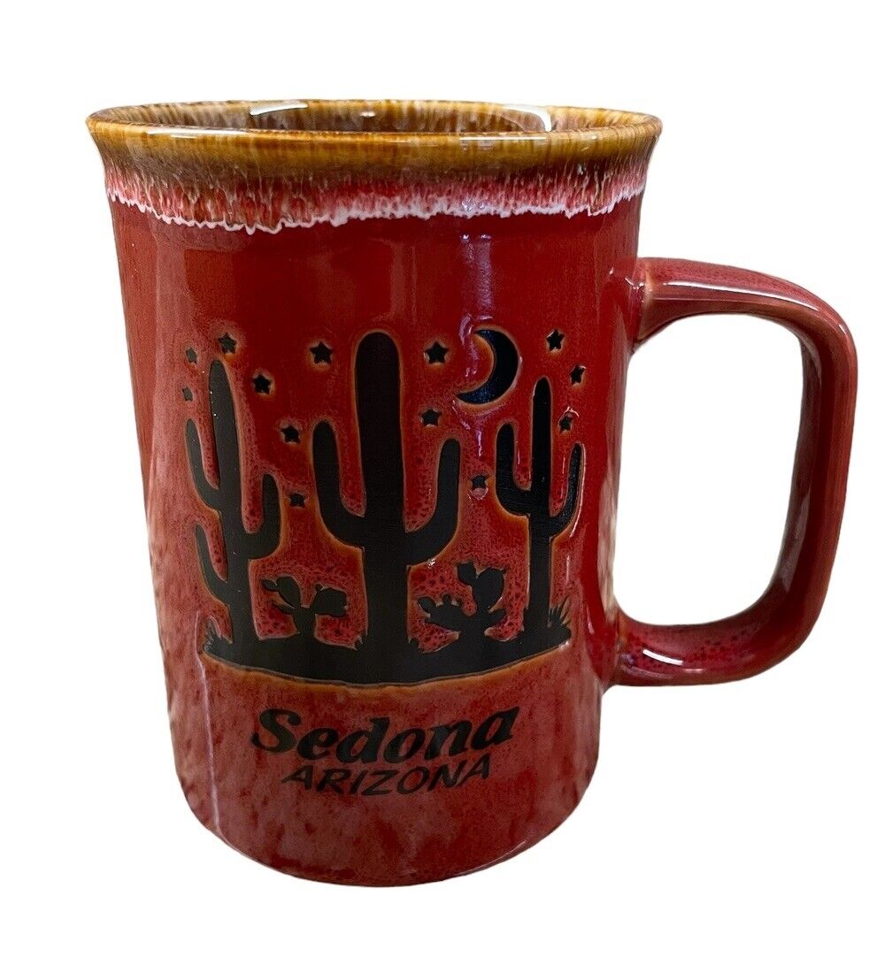 Sedona Arizona Coffee Mug Stoneware Pottery Catus Southwest Souvenir  D Handle