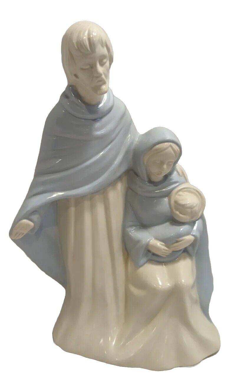 Lg Holy Family Nativity Ceramic Joseph, Mary & Baby Jesus ~ 10.5\