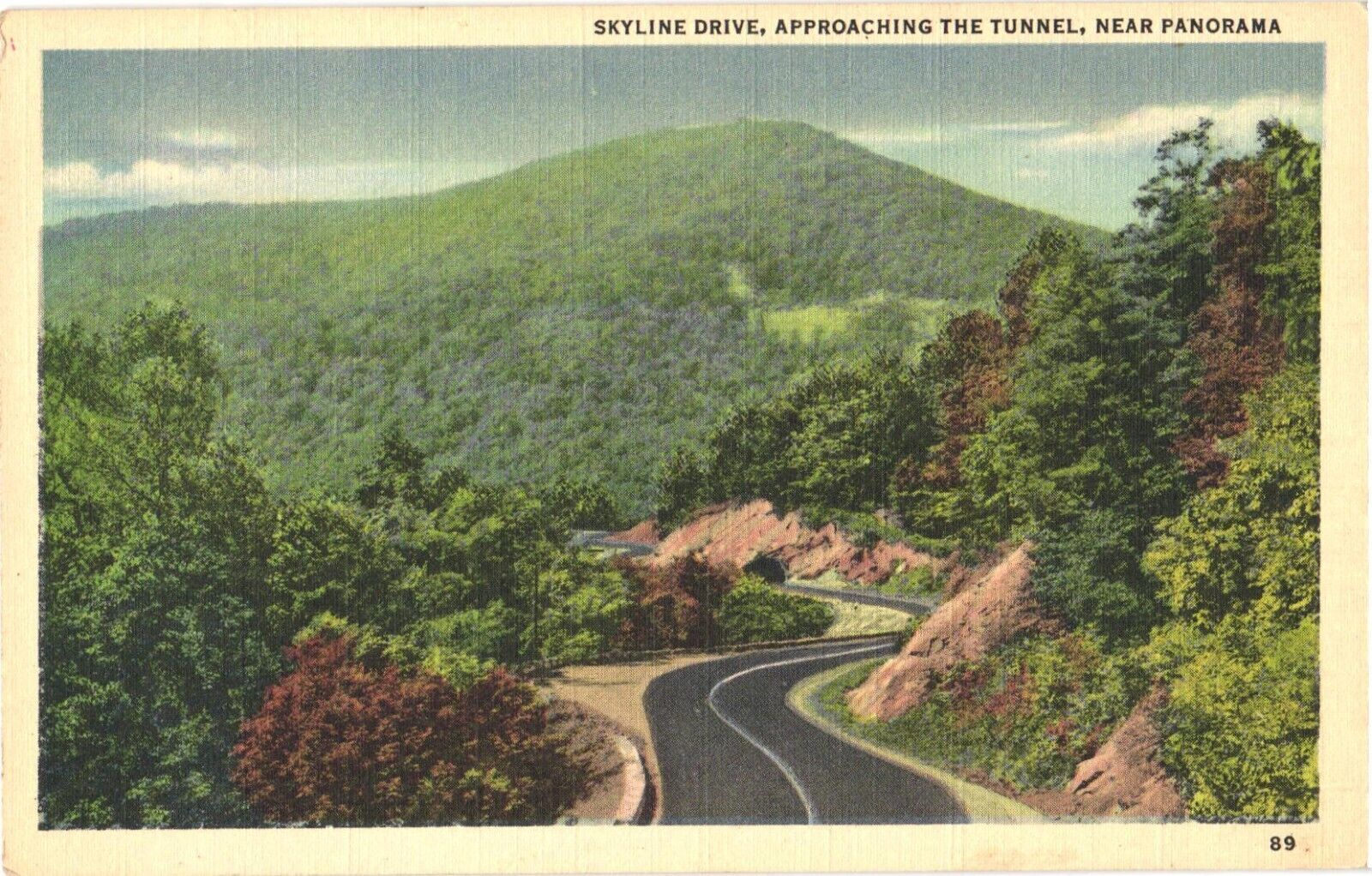 Skyline Drive, Approaching The Tunnel, Near Panorama, Virginia Postcard