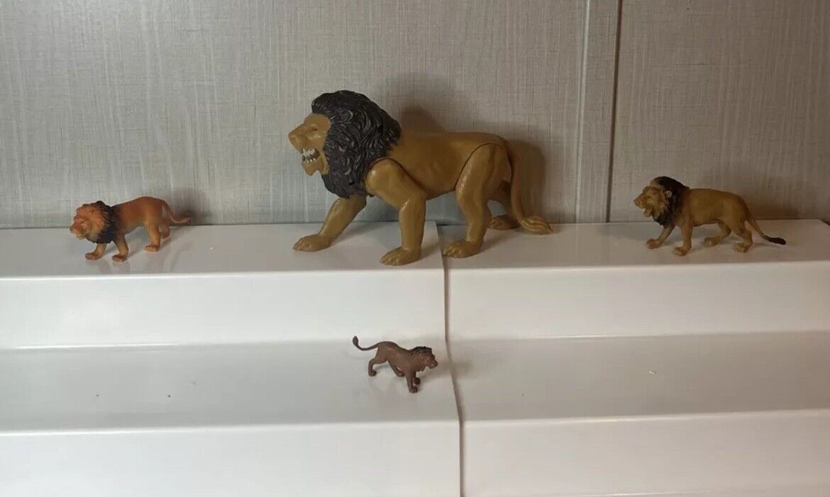 Huge Lot Of 4 Lions Large To Small Figures/ Figurines