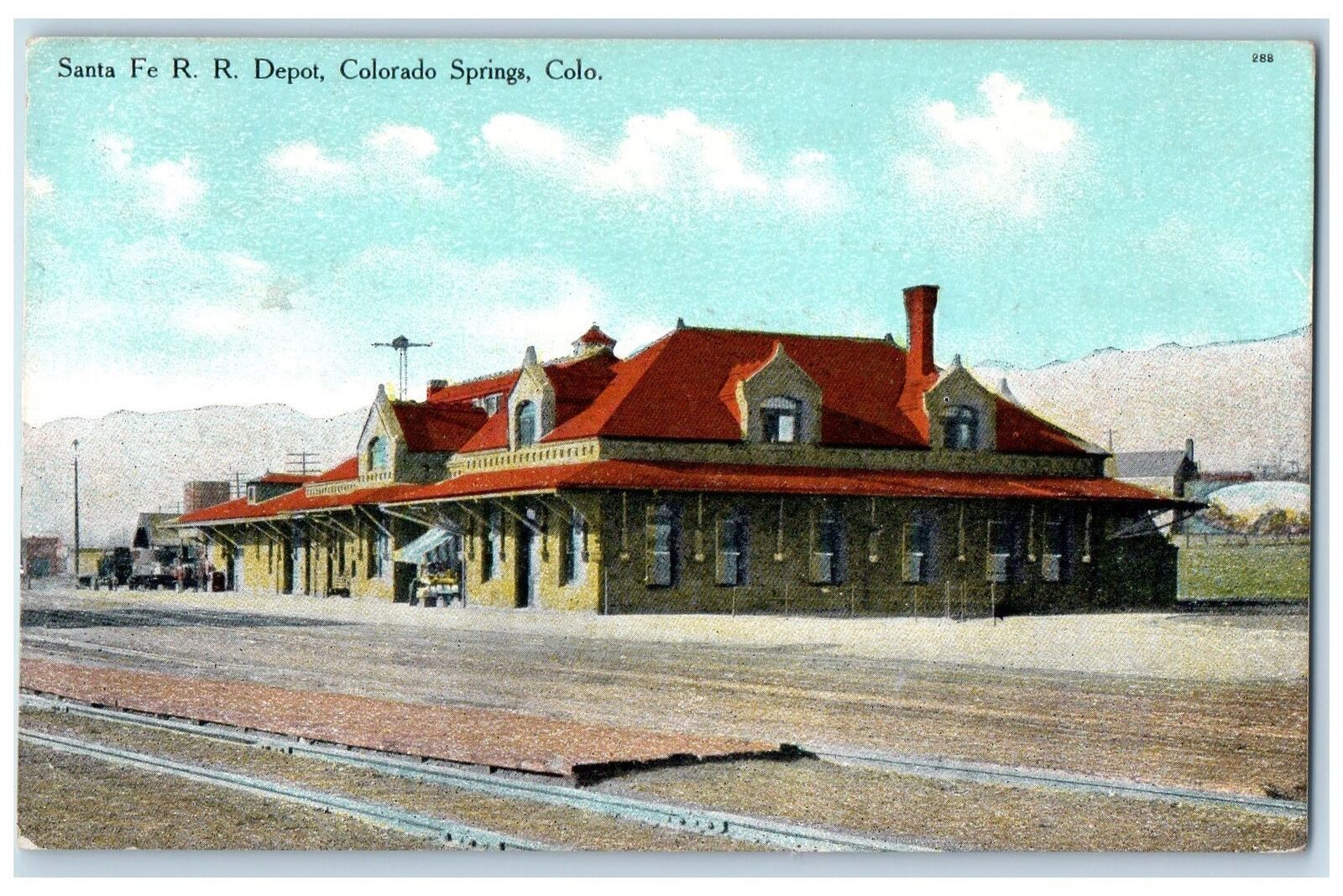 c1950\'s Santa Fe Rail Road Depot Station Colorado Springs Colorado CO Postcard