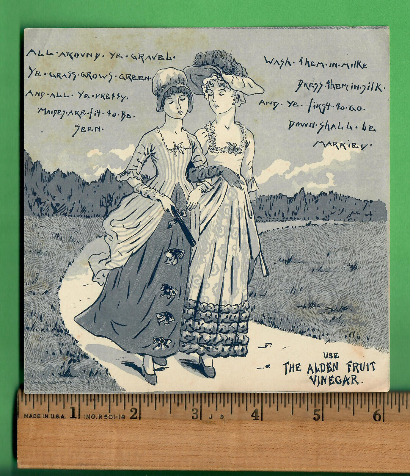 c.1890 TRADE CARD  ALDEN FRUIT VINEGAR - \