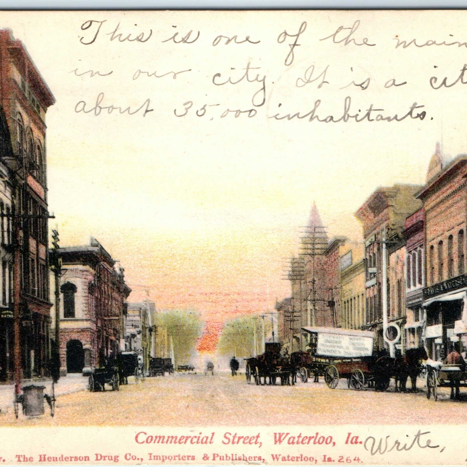 c1910 Waterloo, IA Commercial Street Bridge Litho Photo Postcard St Downtown A38